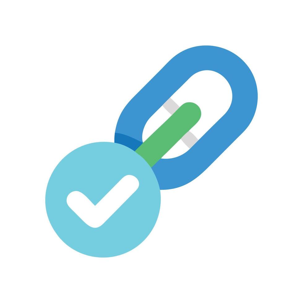 Verified Link Connected chain with confirmation checkmark icon vector