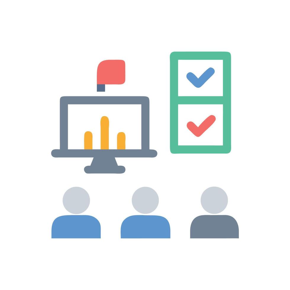 Meeting presentation data statistics review and feedback icon vector