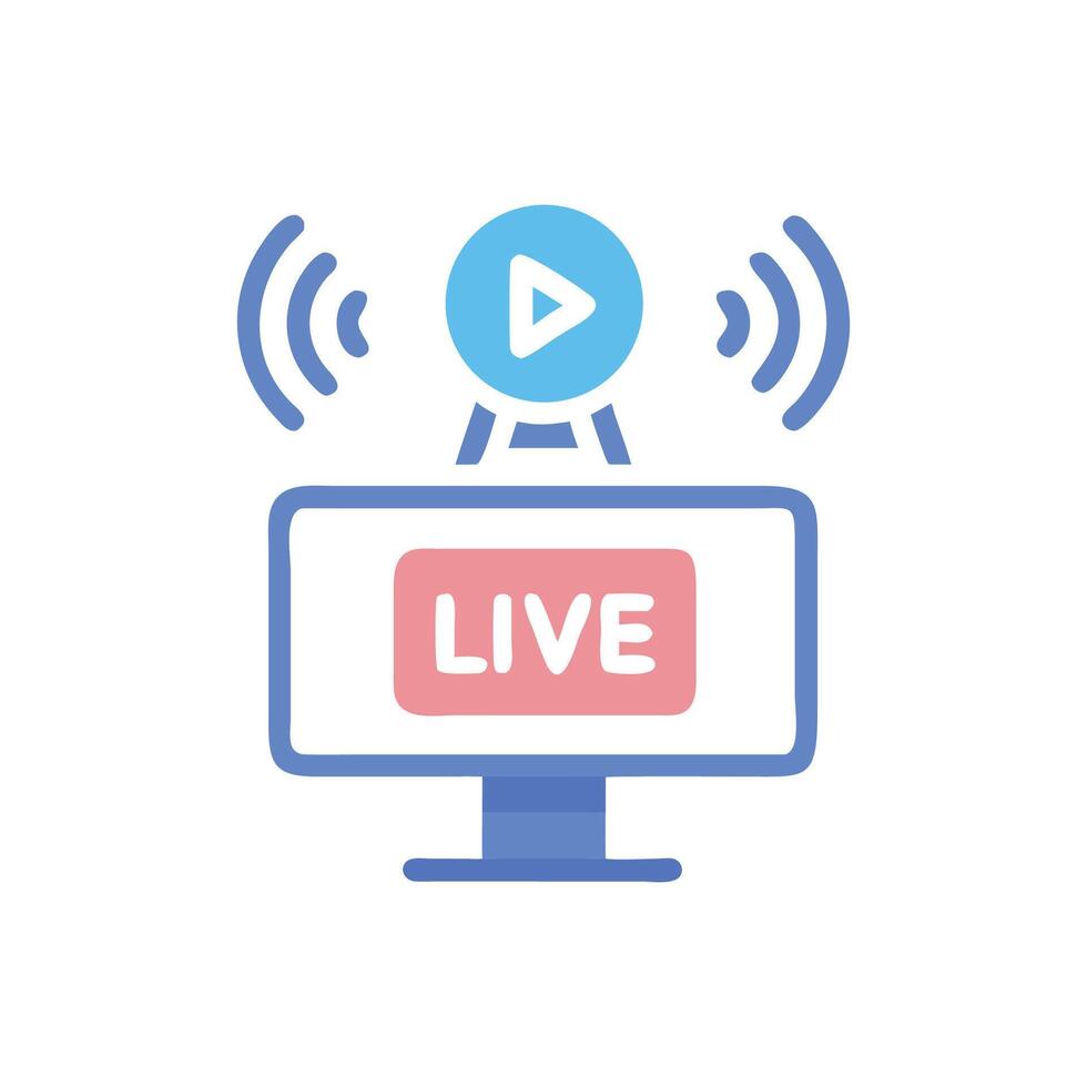 Live Stream Broadcast on Computer Screen Illustration vector