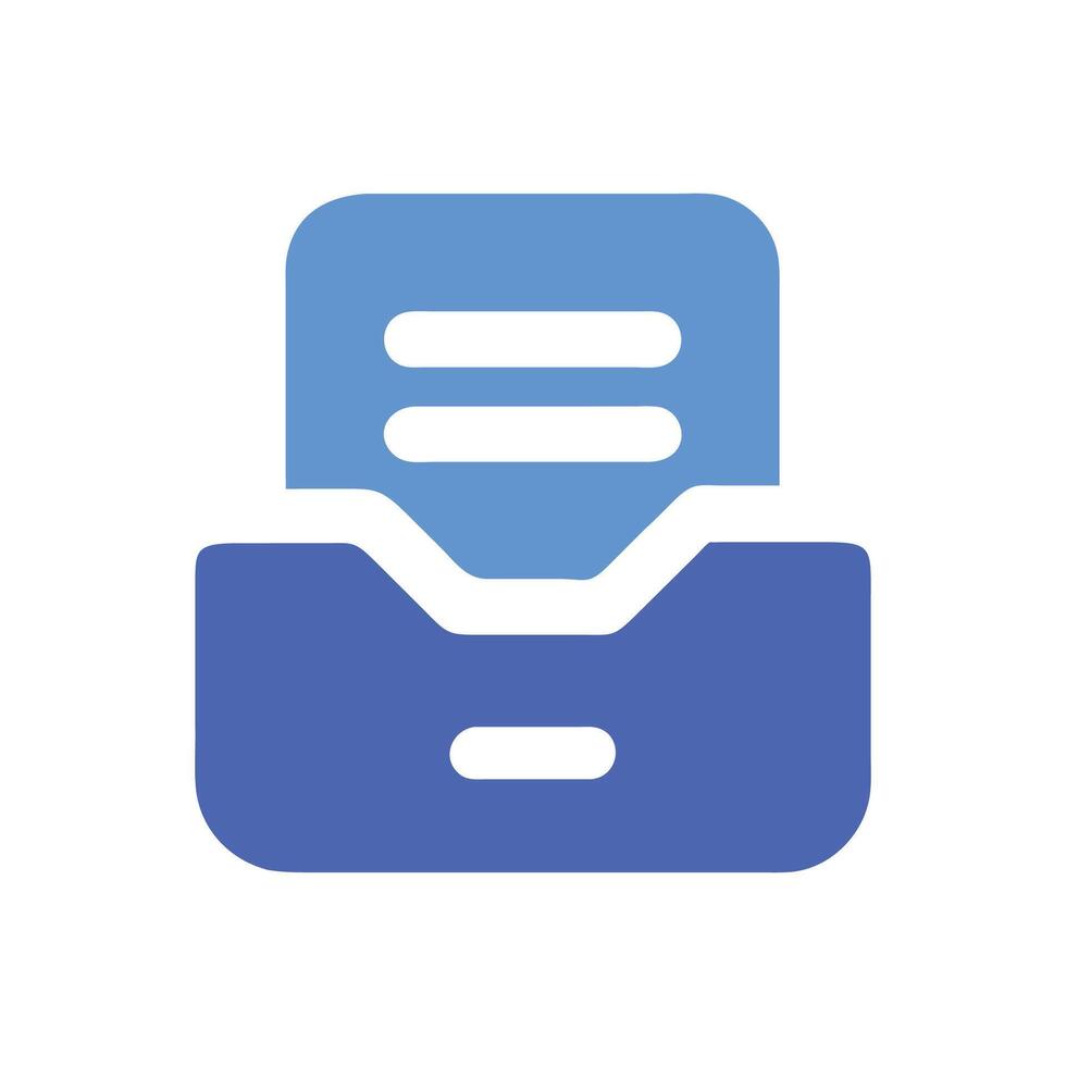 Blue document inbox illustration on black background vector