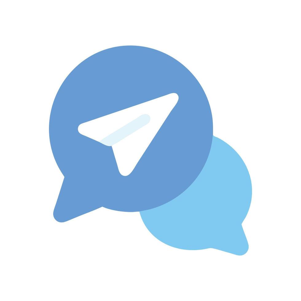 Blue message bubbles with send icon on black background vector