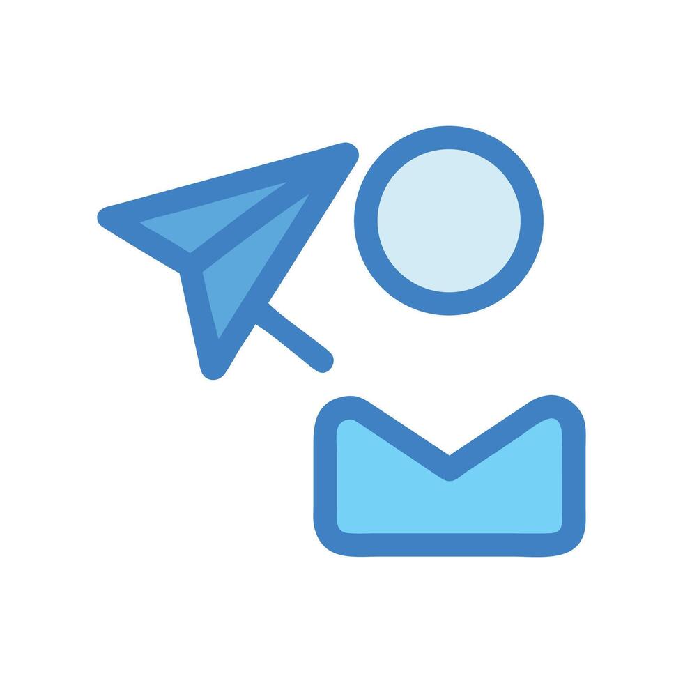 Blue Send Message Paper Airplane Icon on Black vector