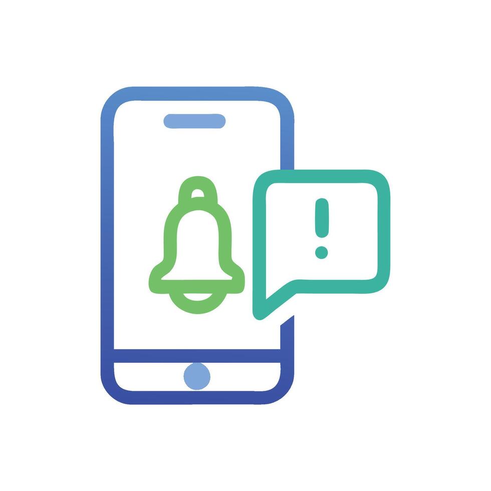 Smartphone notification icon with bell and warning message vector