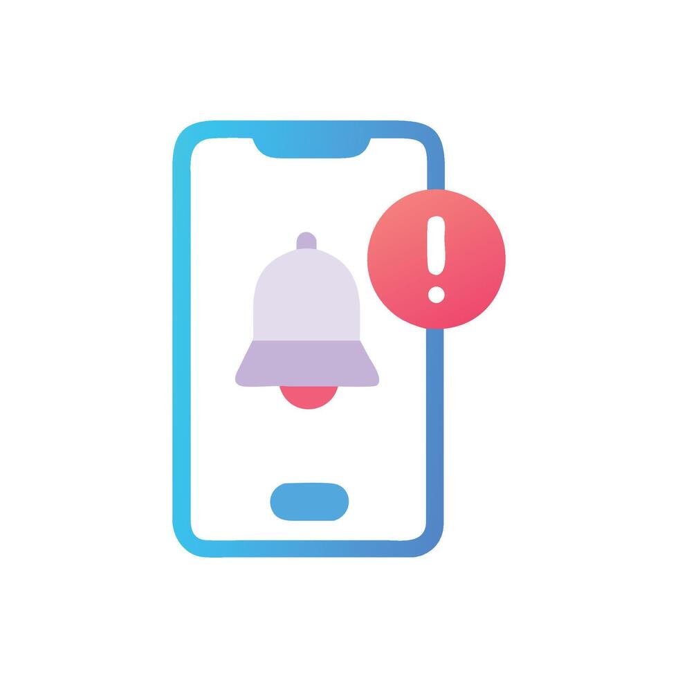 Mobile notification alert with bell on smartphone screen vector