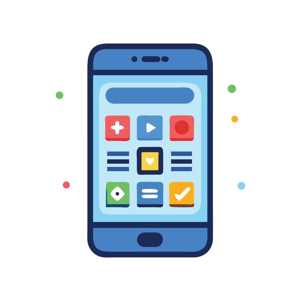 Mobile Phone App Interface with Colorful Icons vector