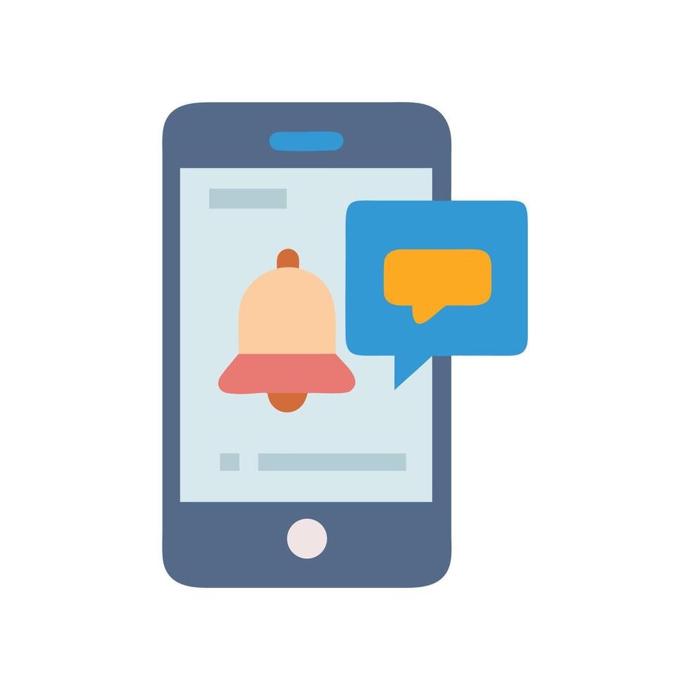 Smartphone notification with bell and chat bubble icon vector
