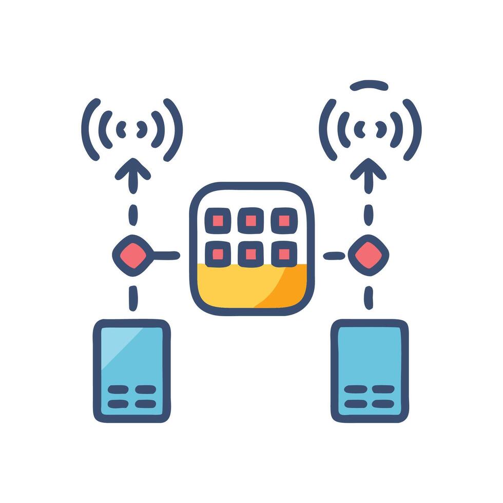 Wireless network icon with signal and server connection vector