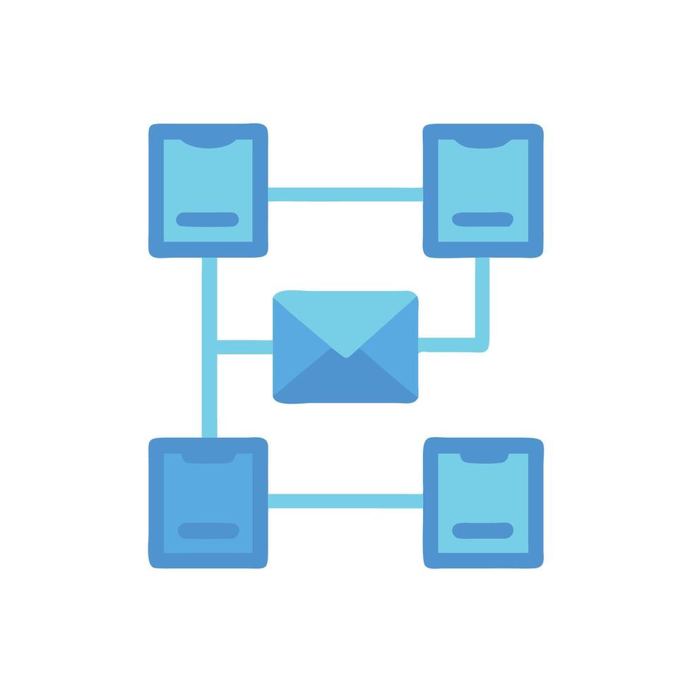 Networked smartphones or tablets sending email, connecting devices vector