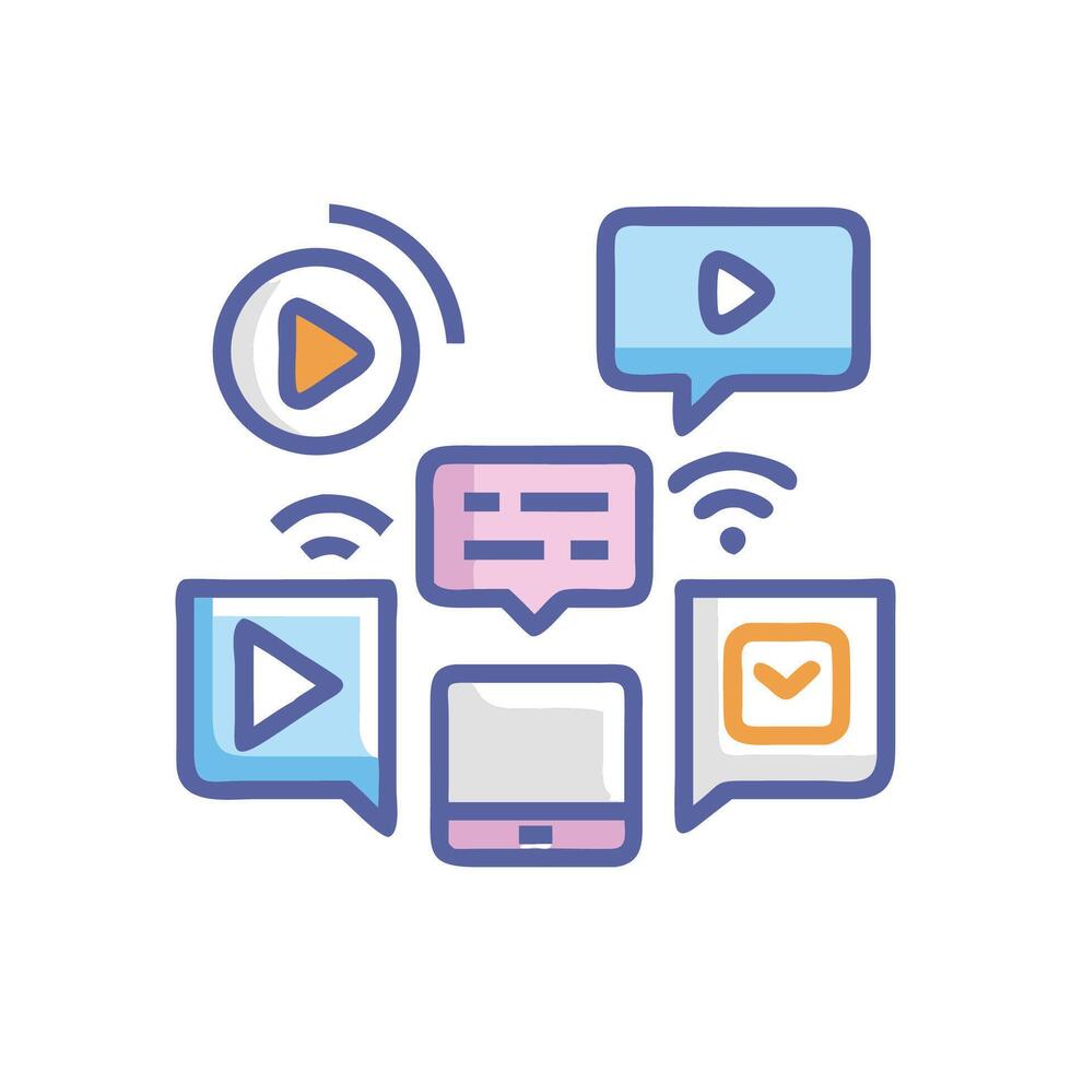 Digital Communication Network Social Media and Content Sharing Icon vector