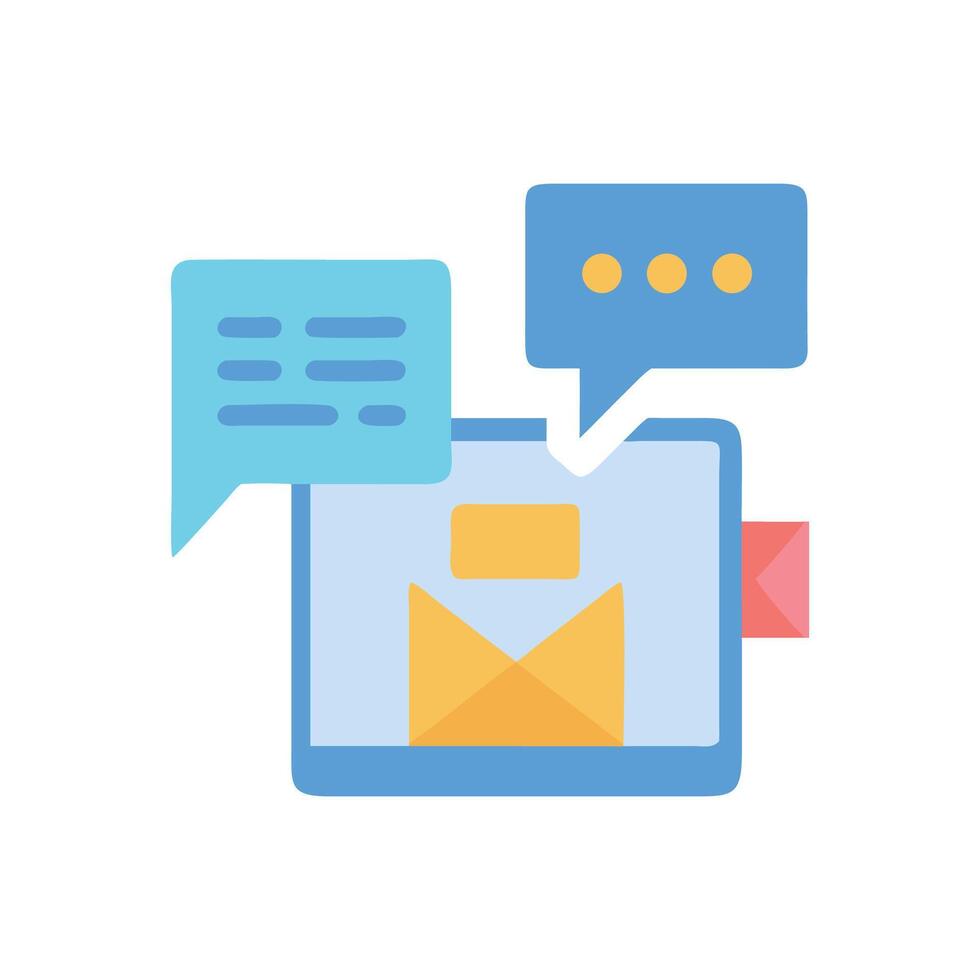 Digital communication with email on tablet and messages vector