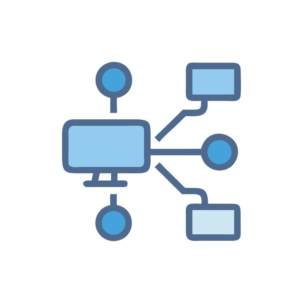 Network Diagram Icon, Connected System, Data Flow Visual vector