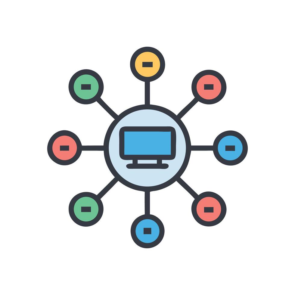 Network Connectivity Computer with Connected Dots and Lines vector