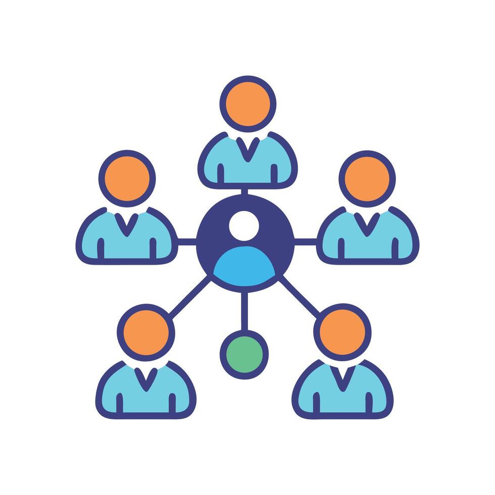 Network structure connecting people, employees, and teams together vector