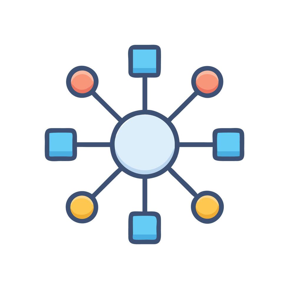 Centralized network icon connecting circle, square and other shapes vector