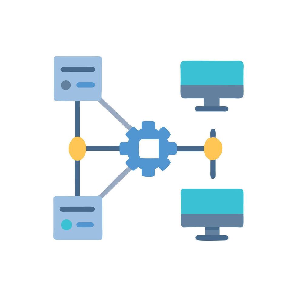 Network Infrastructure Management System Design with Computers vector