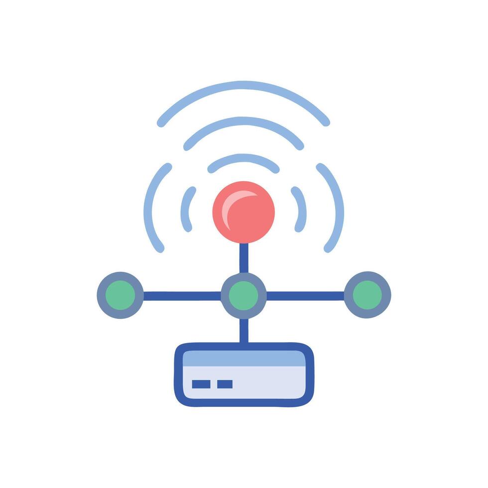 Router, network, and connection illustration on a black background vector