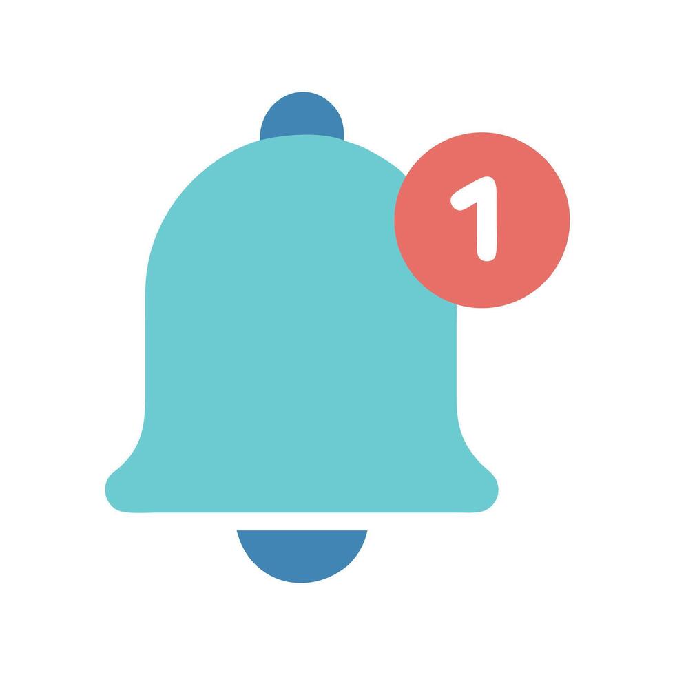 Notification Bell with Number 1 Symbol Icon Design vector