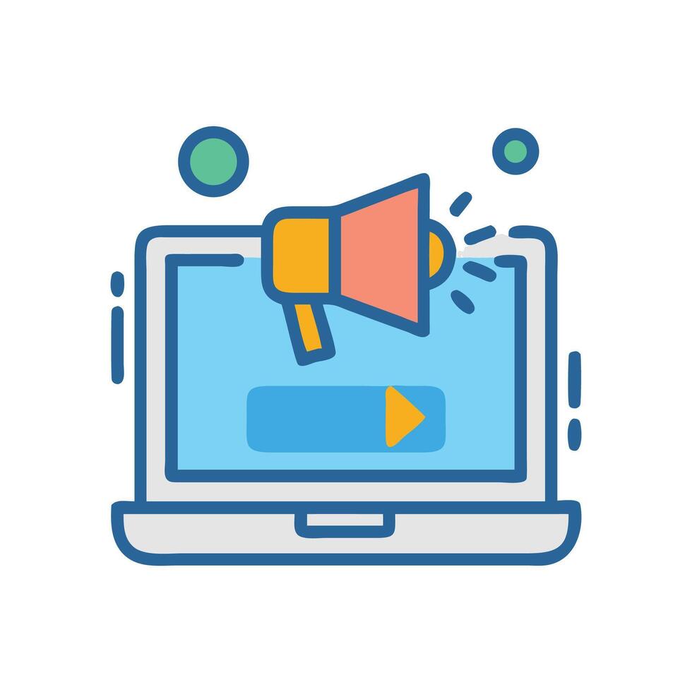 Digital marketing promotion on laptop, loudspeaker icon design vector