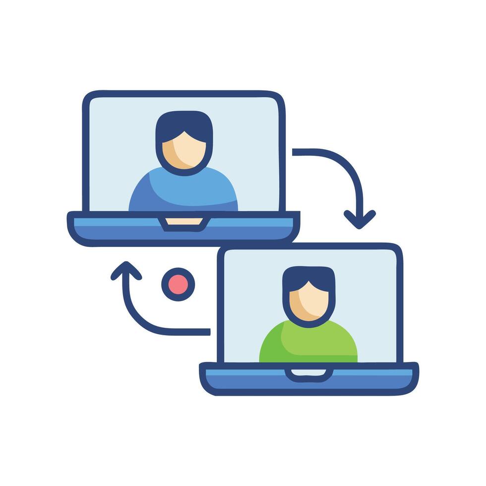 Virtual data exchange, remote collaboration, conference concept vector