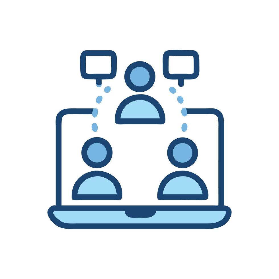 Virtual Meeting Icon, Remote Collaboration, Team Communication vector
