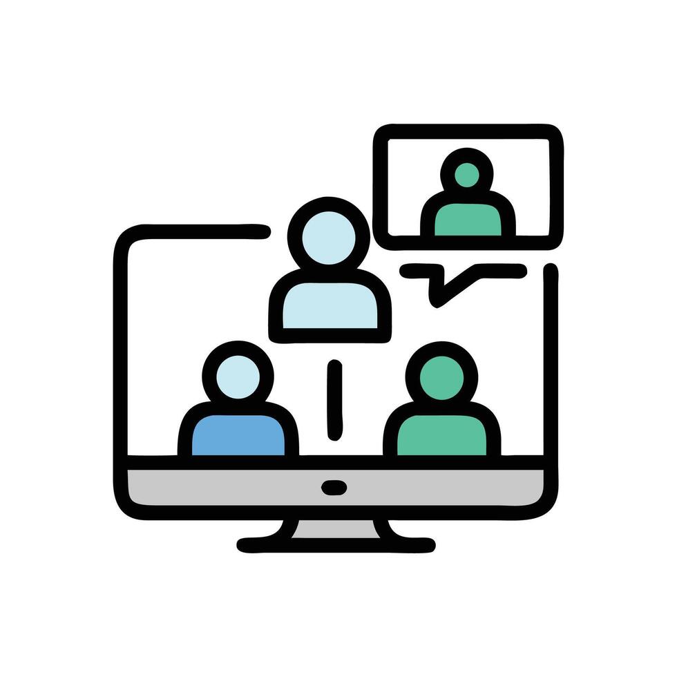 Online Meeting Team Connection Illustration on Black Background vector