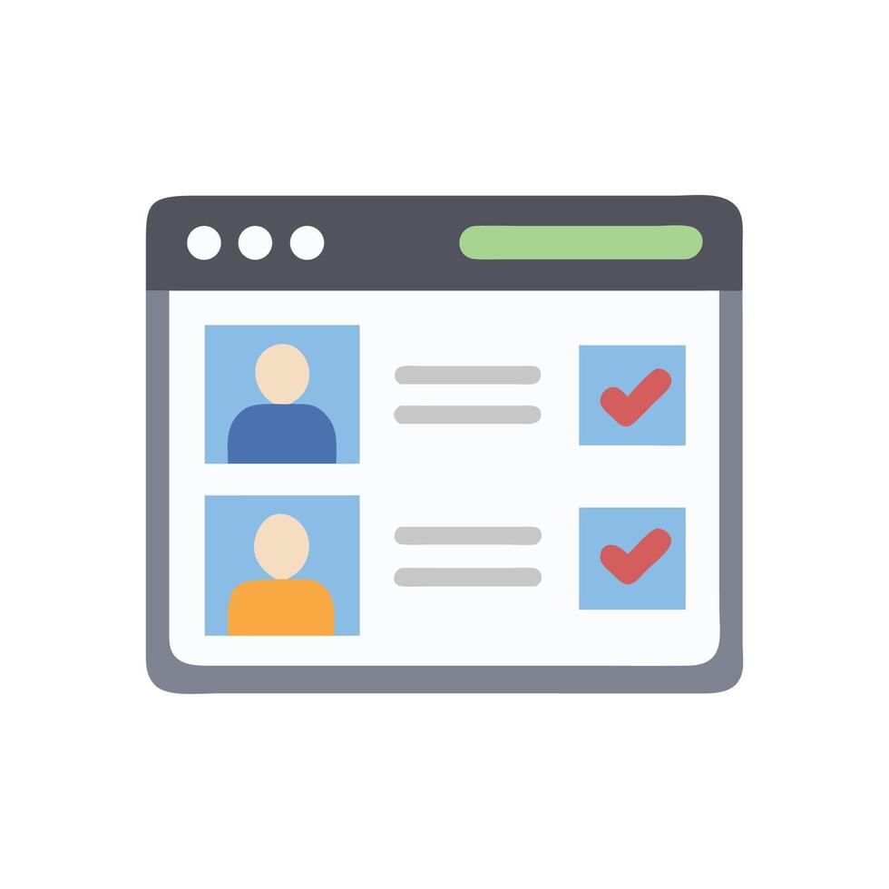 Online profile selection with verification check mark illustration vector