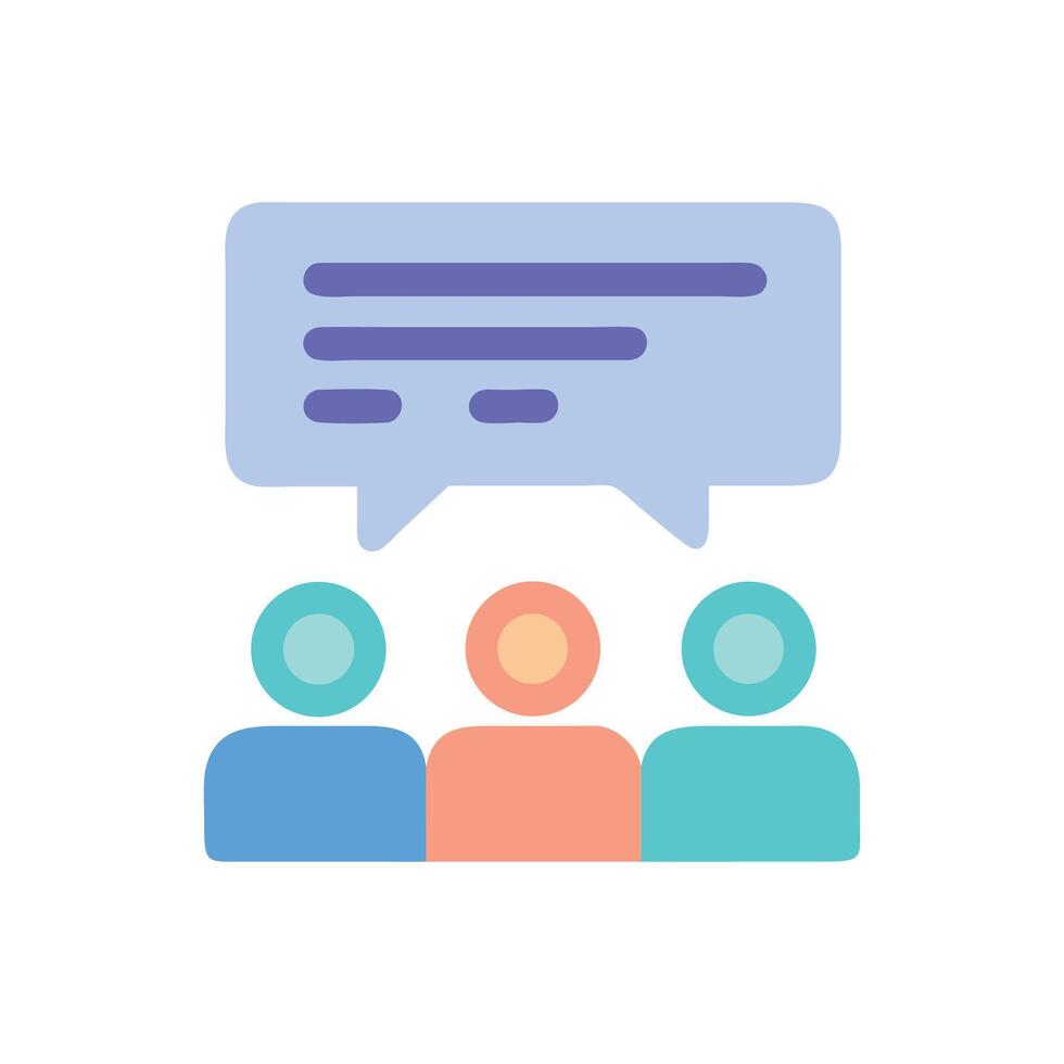 Group discussion, teamwork, conversation, communication, feedback, business meeting vector