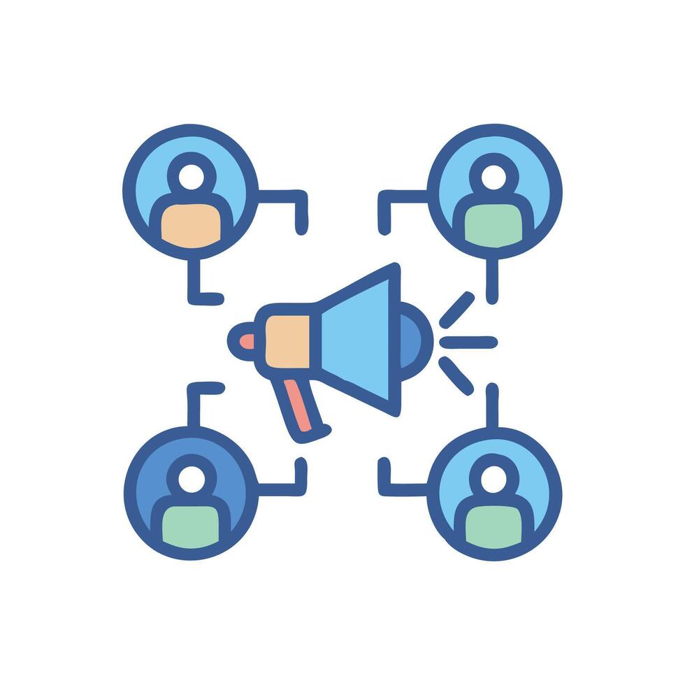 Marketing Announcement Network People Connected by a Megaphone vector