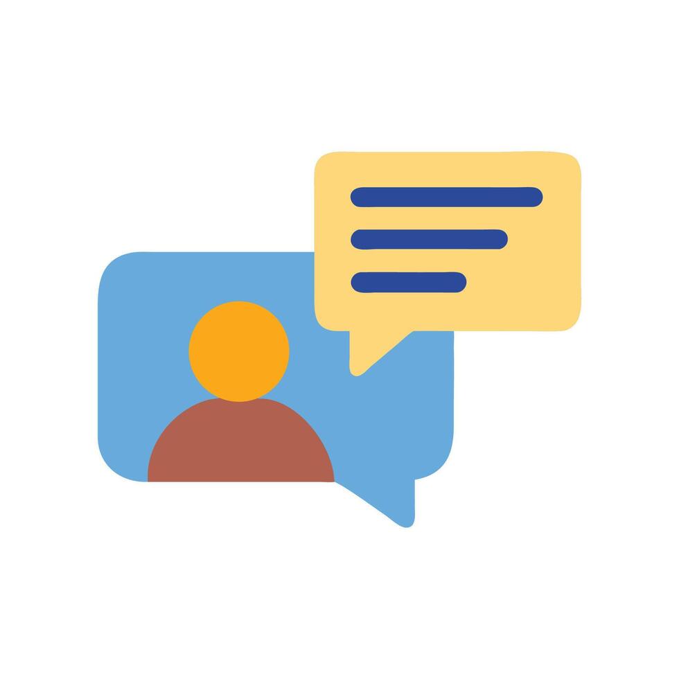 Person speaking or messaging in chat bubble icon vector