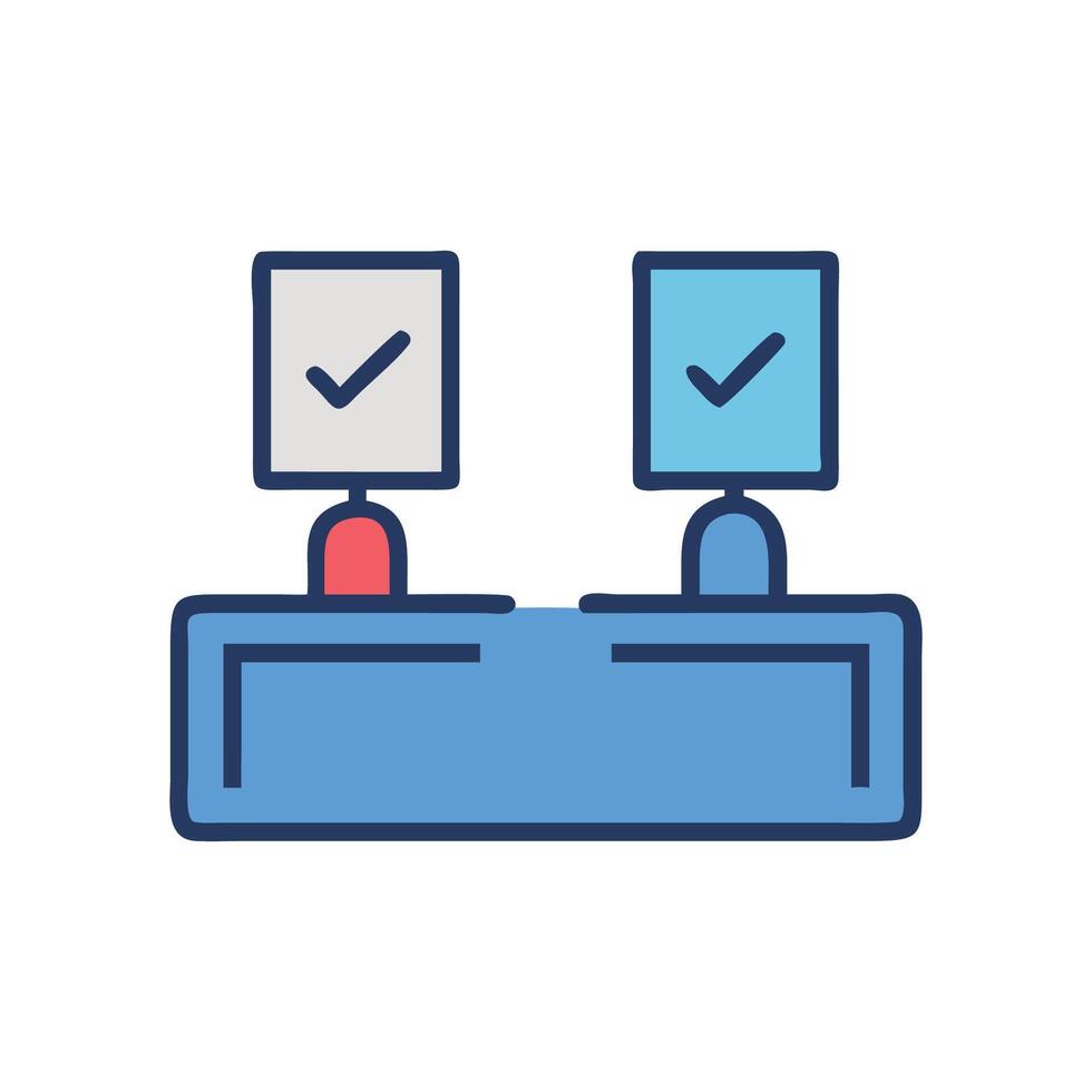 Voting Booth with Check Marks Icon for Election vector