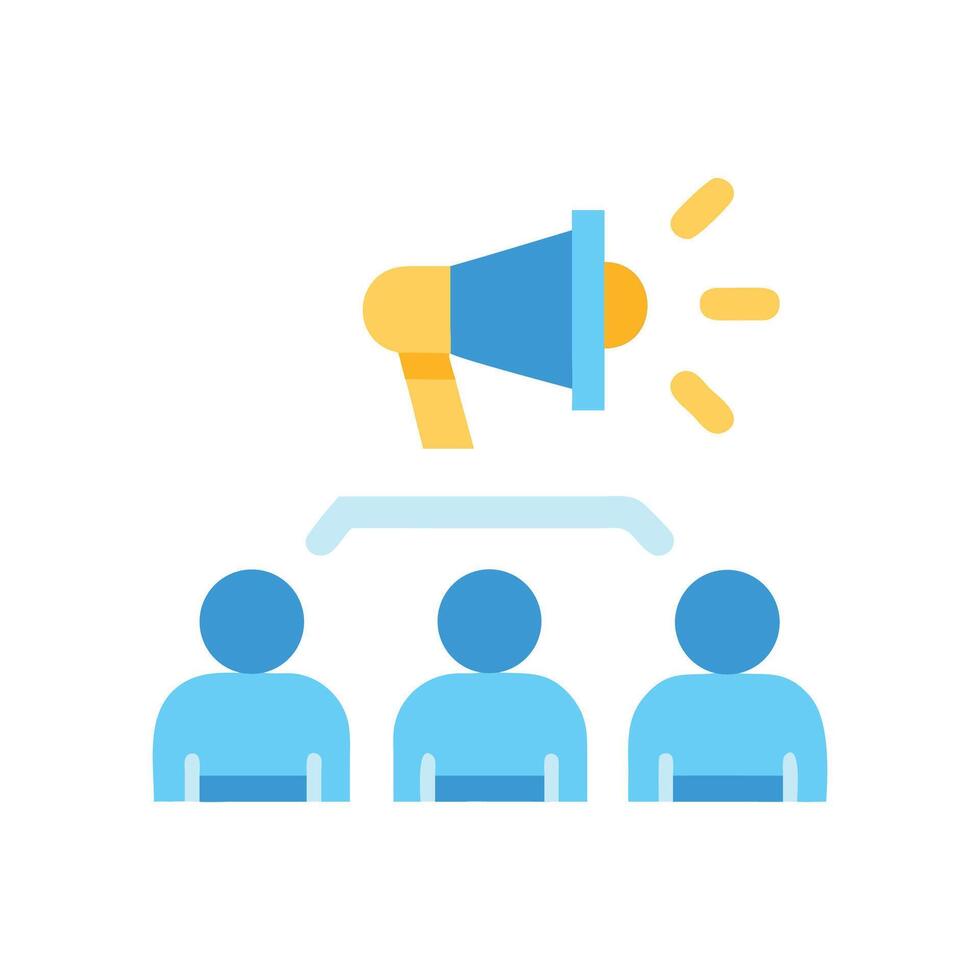 Team Announcement Megaphone icon above three people vector