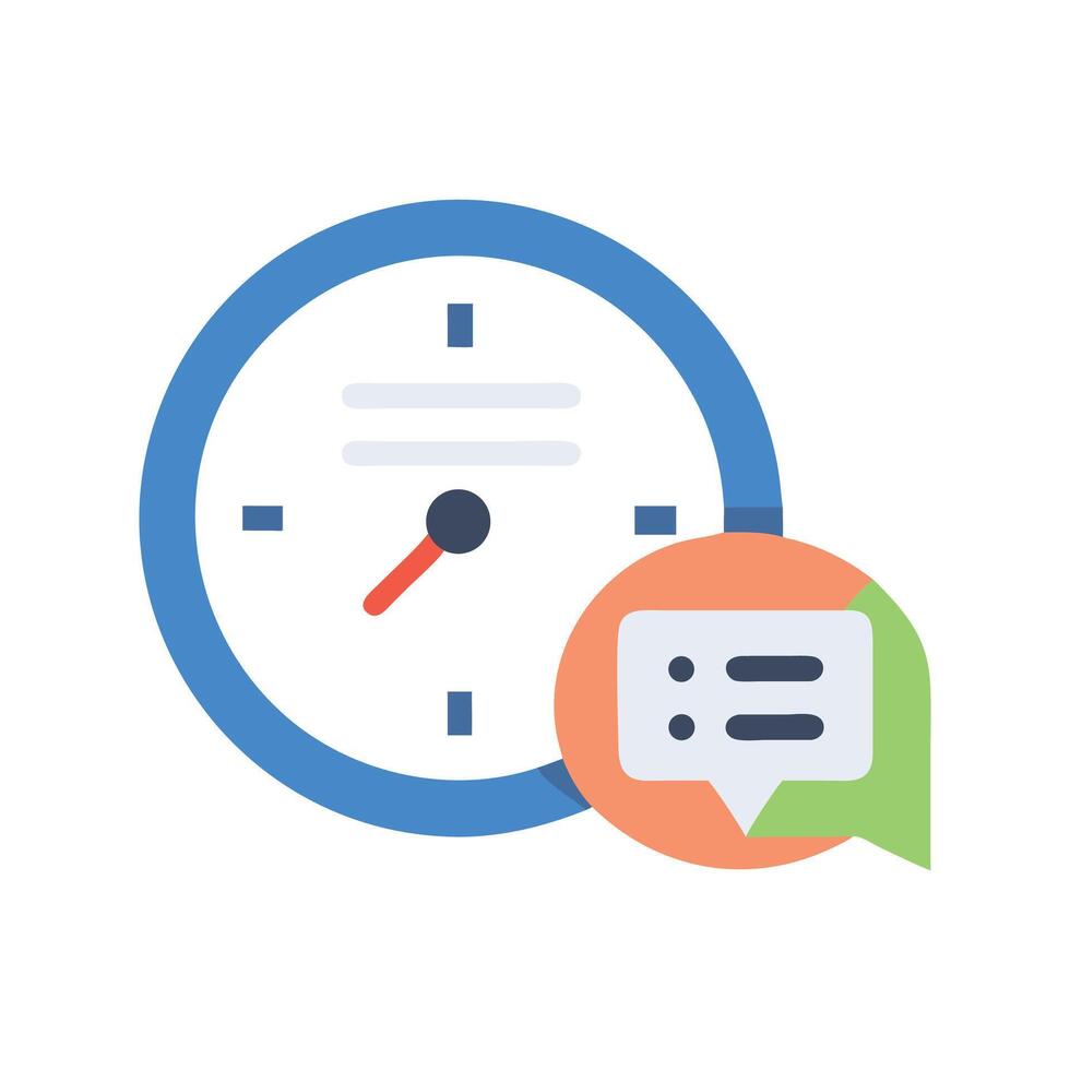 Scheduled Communication Clock Icon with Speech Bubble Illustration vector