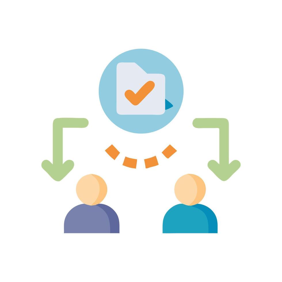 Task assignment, project workflow, file sharing concept, teamwork vector