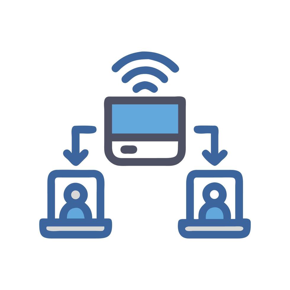 Wireless router with two clients communicating information vector