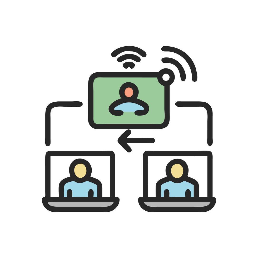 Conference Illustration on Black Background Connecting Users vector