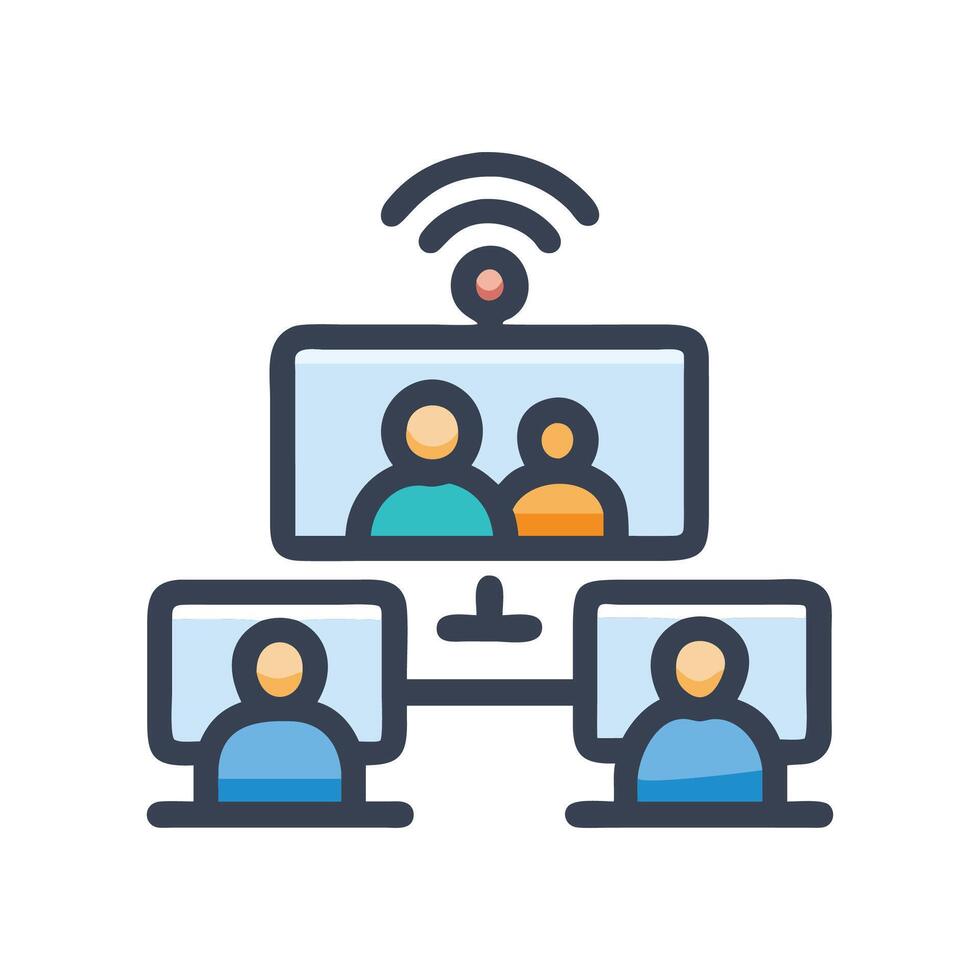 Virtual meeting, online communication, call, conference call vector