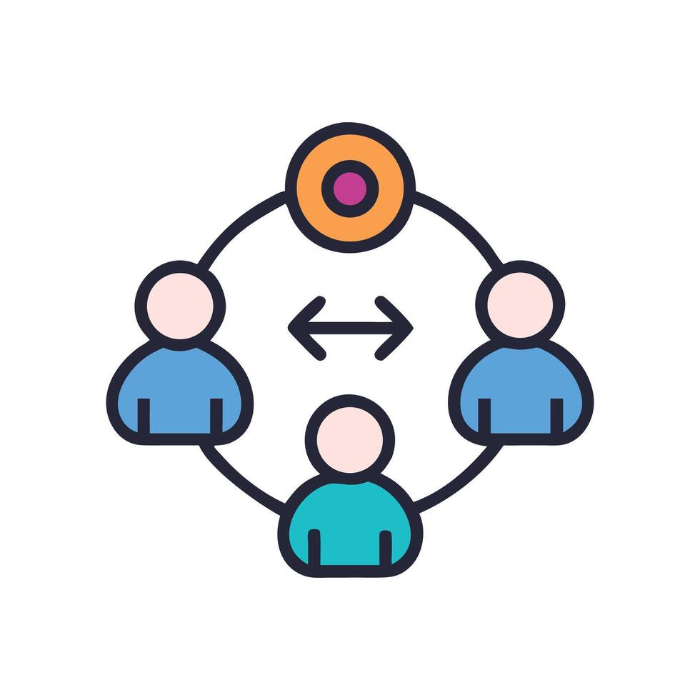 Communication network connecting people, focus on team collaboration vector