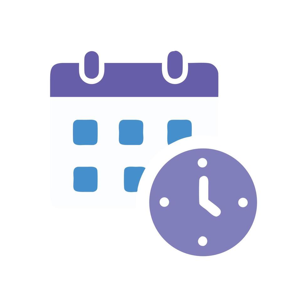 Calendar with clock indicates time and schedule reminder vector