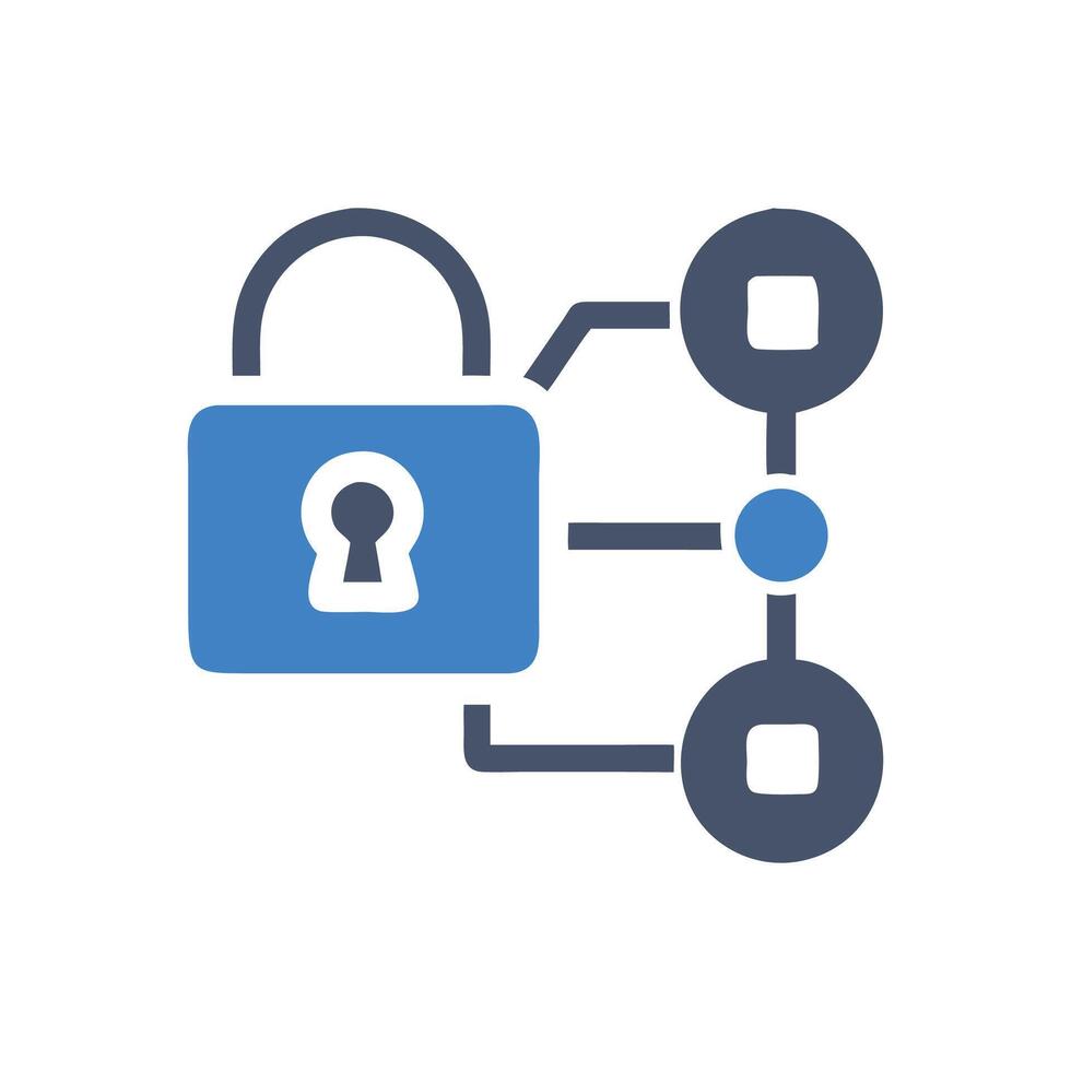 Secure Blockchain Connection Lock Icon with Connected Nodes vector