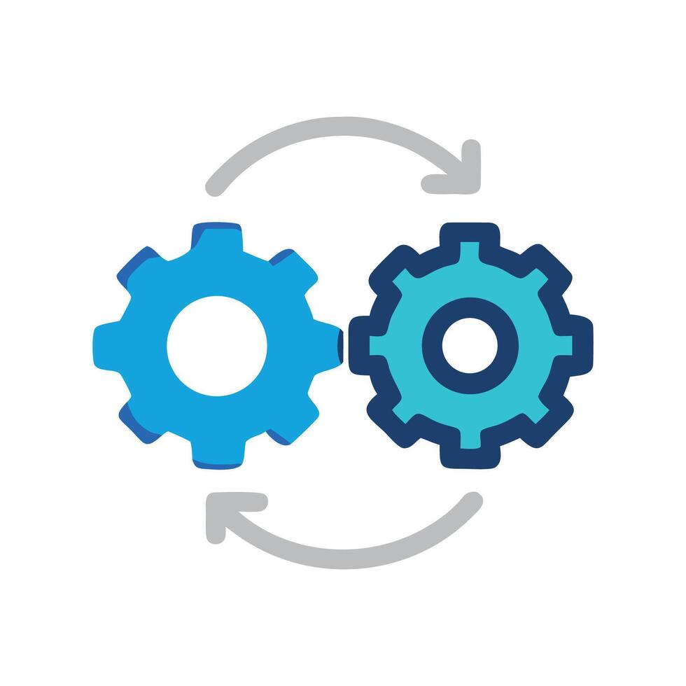 Interlocked Gears Process, Workflow, Automation, and System Synchronization vector