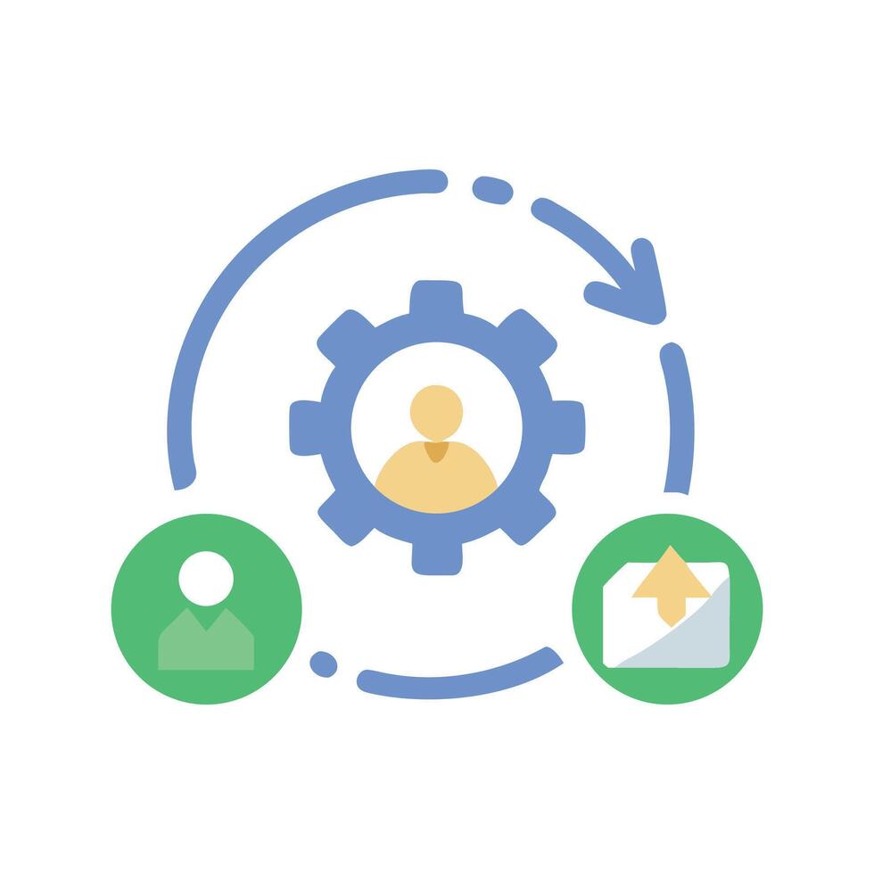 Workflow automation and process management optimization graphic illustration vector