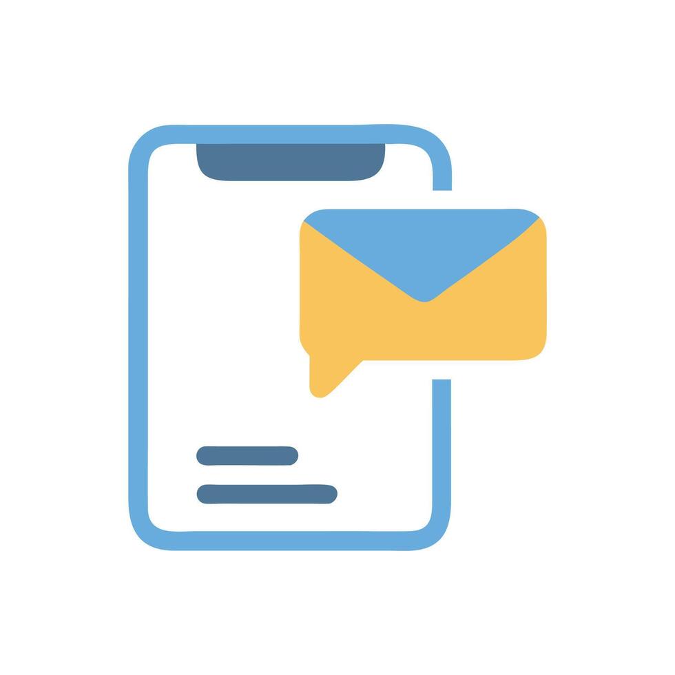 Mobile Phone with Message Notification Icon on Black vector