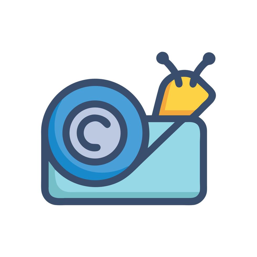 Cute Cartoon Snail with Blue Shell Illustration Art vector
