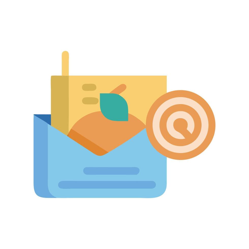 Peach postcard delivered, email marketing communication concept illustration vector