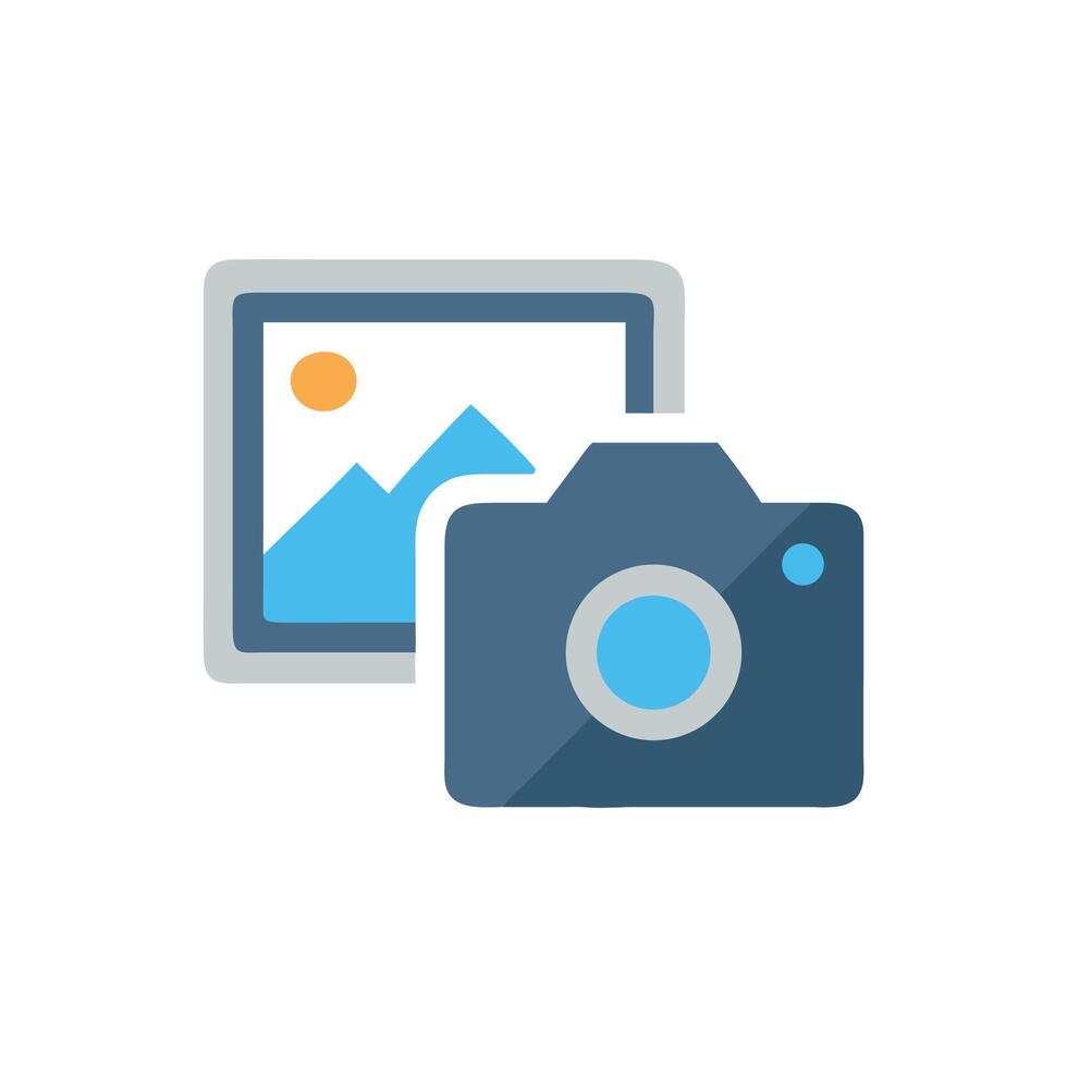 Camera and Photo Icon Illustration on Black Background vector