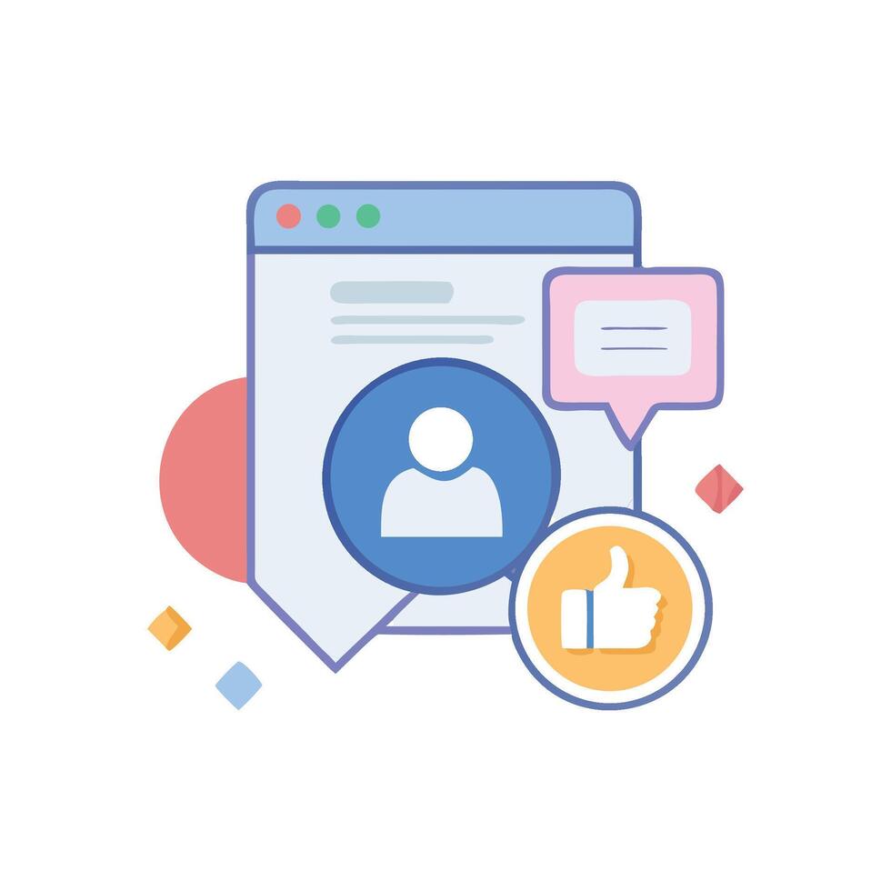 Social Media Account, Like Button, and Comments Illustration vector