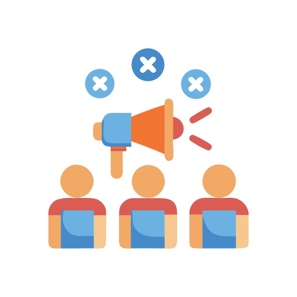 Bad feedback, criticism, rejection using megaphone icon illustration vector