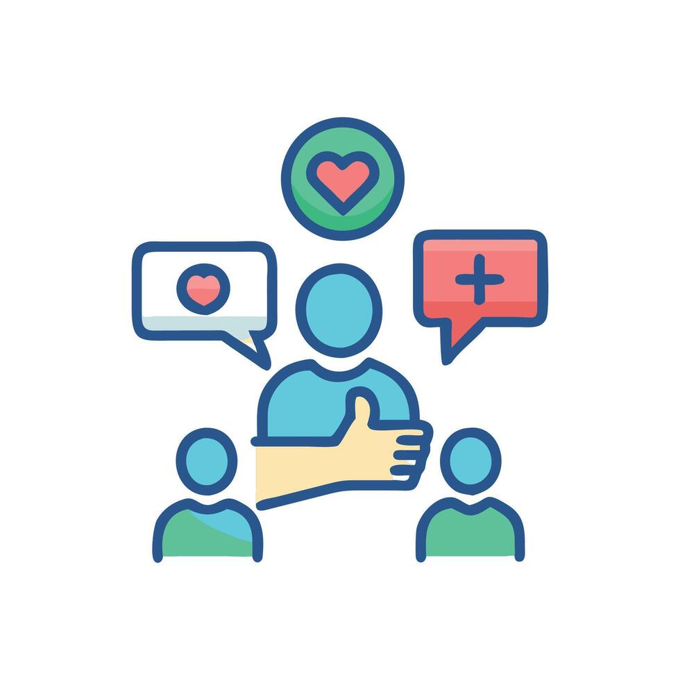 Social Media Engagement Icon with Thumbs Up and Hearts vector