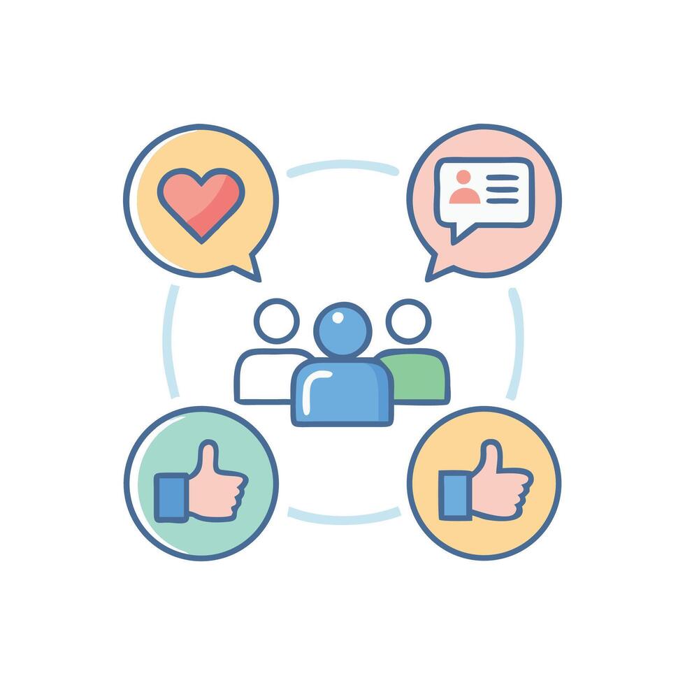 Engaging Audience Social Media Engagement and Feedback Icons vector