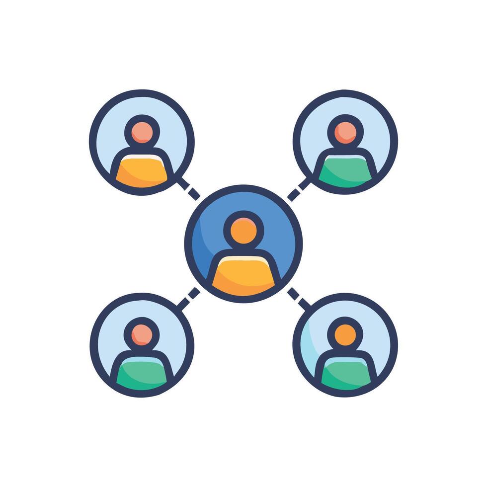 Network Hub Connecting Individuals, Collaboration and Social Media Concept vector